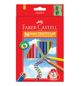 30-Pieces Junior Triangular Colour Pencils with Sharpener, 0.3mm Lead
